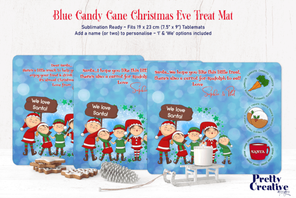 Blue Candy Cane Christmas Eve Treats Mat: Festive Illustrations