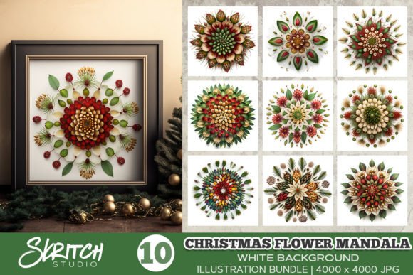 Christmas Flower Mandalas on White: Illustrations Review