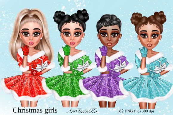 Christmas Girls Clipart: Festive Illustrations for Brands