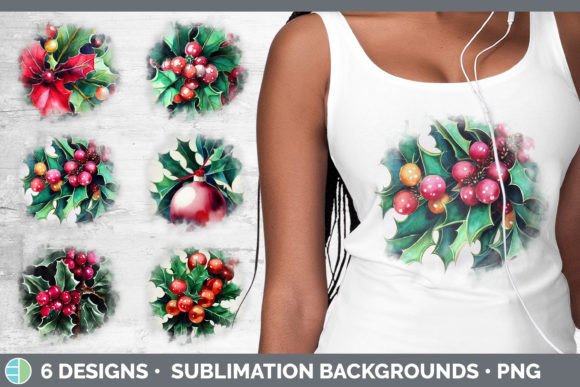 Christmas Holly Background Grunge Subl for Illustrations