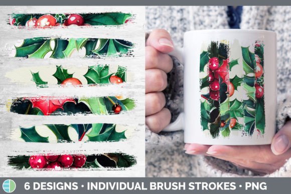 Christmas Holly Brush Strokes: Festive Illustrations