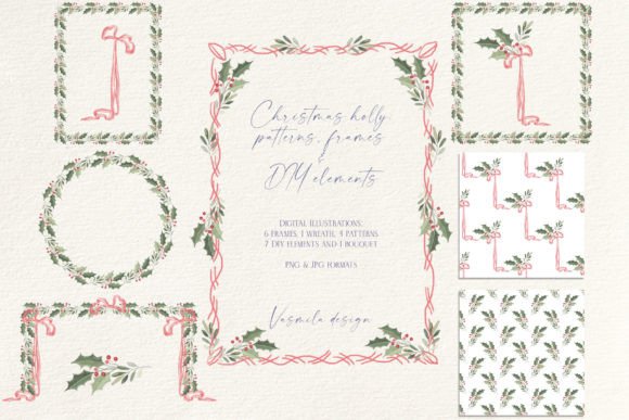 Christmas Holly Frames: Premium Illustrations for Festive Blogs