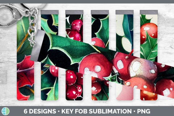 Christmas Holly Key Fob Wristlet Subli & Illustrations