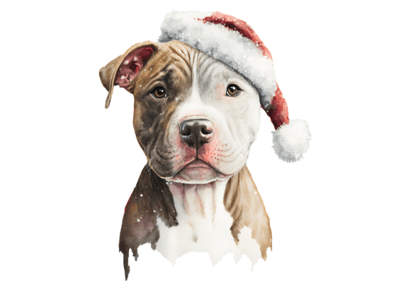 Christmas Pit Bull Terrier Santa Hat Illustrations Review