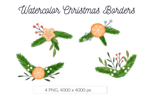 Christmas Watercolor Border: Illustrations for Sellers