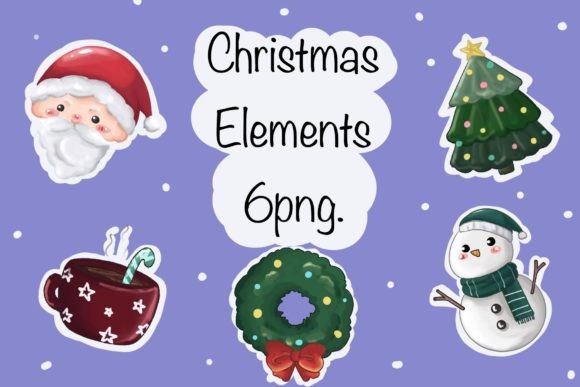 Cute Christmas Elements Png: Festive Illustrations for Brands
