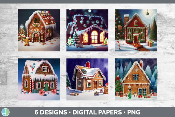 Gingerbread Christmas Backgrounds Digi: Festive Illustrations