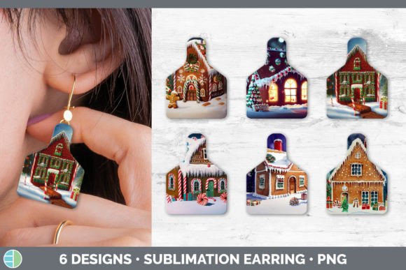 Gingerbread Christmas Cow Tag Earring: Festive Illustrations