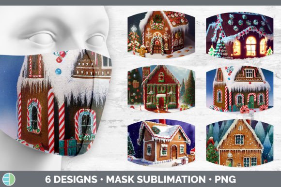 Gingerbread Christmas Mask Sublimation: Festive Illustrations