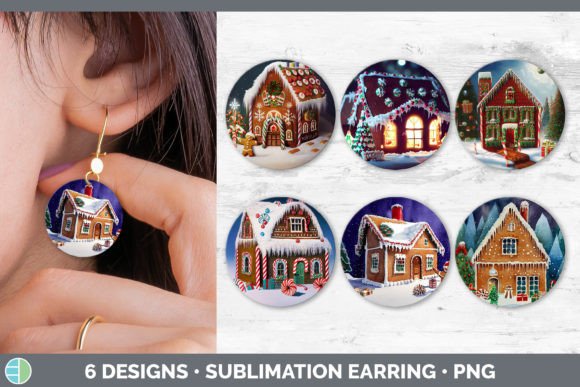 Gingerbread Christmas Round Earring Su: Festive Illustrations