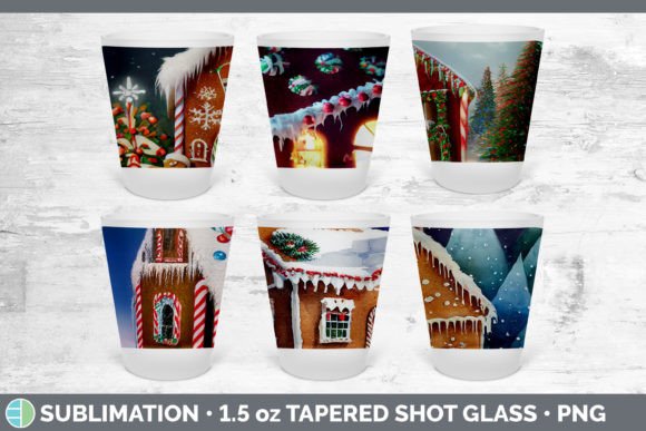 Gingerbread Christmas Shot Glass Sublima: Festive Illustrations