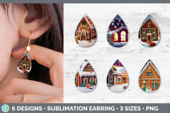 Gingerbread Christmas Teardrop Earring Illustrations