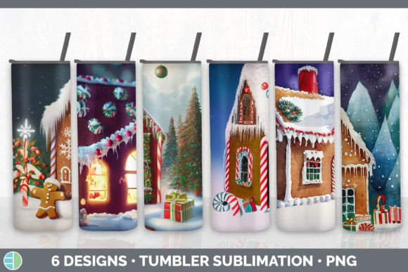 Gingerbread Christmas Tumbler Sublimatio: Festive Illustrations
