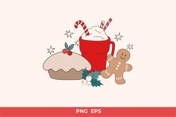 Groovy Retro Christmas PNG: Festive Illustrations