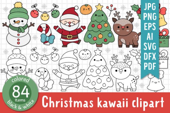 Kawaii Christmas Clipart: Cute Illustrations