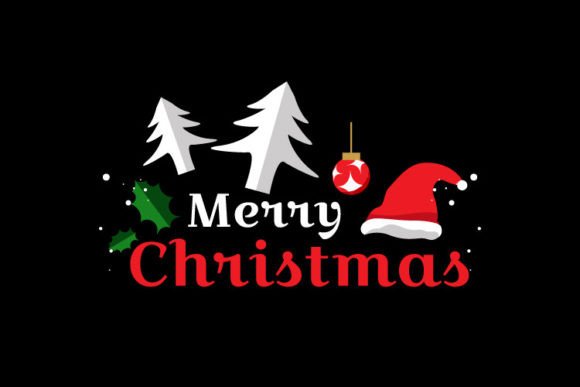 Merry Christmas Word Logo: Festive Illustrations
