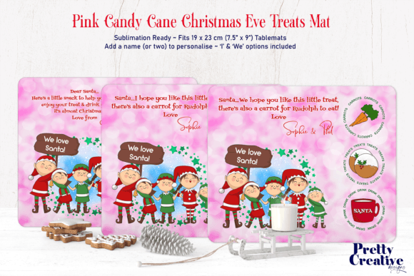 Pink Candy Cane Mat: Festive Illustrations