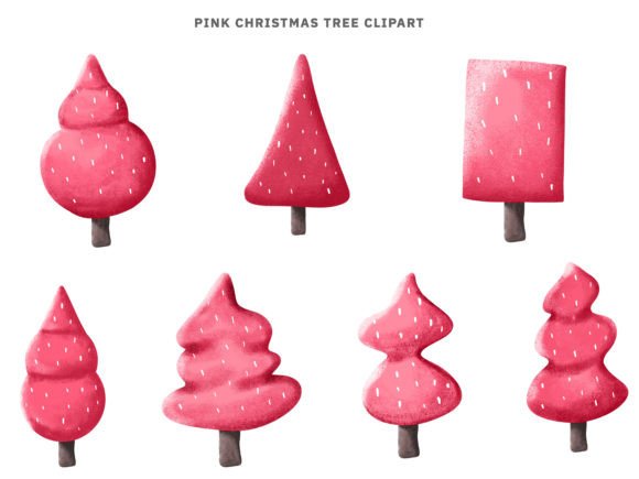 Pink Christmas Tree Clipart: Fresh Illustrations