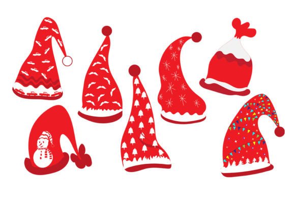 Red Christmas Hats: Festive Illustrations for Sellers