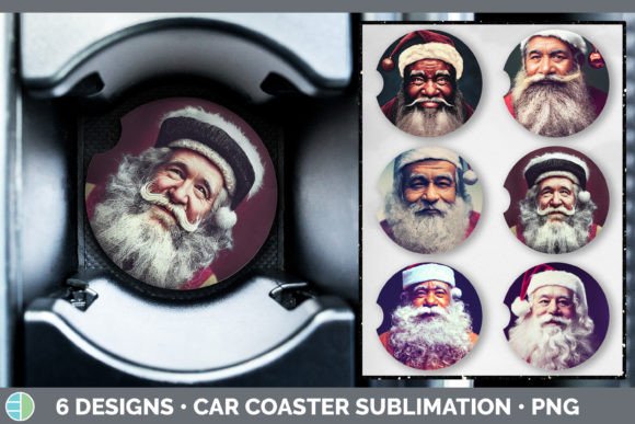 Santa Car Coaster: Festive Illustrations for Crafts