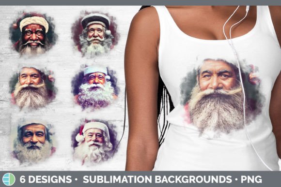 Santa Christmas Background Grunge Subl: Bold Illustrations