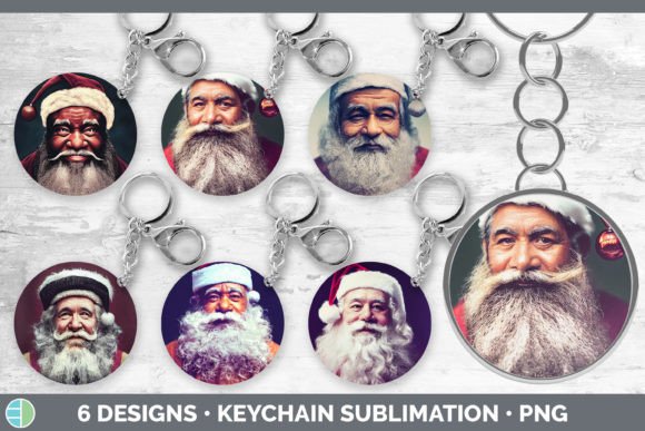 Santa Christmas Keychain Bundle: Festive Illustrations