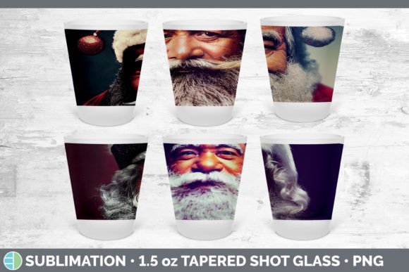 Santa Shot Glass Sublimation: Festive Illustrations