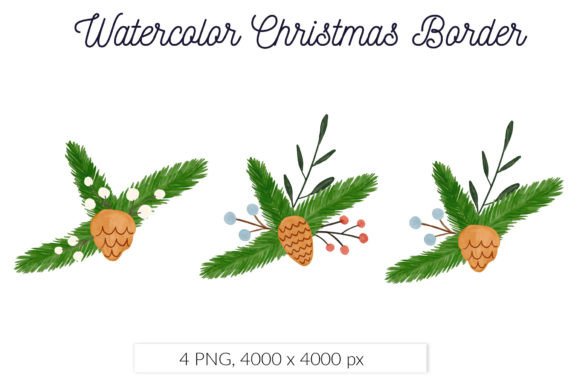 Watercolor Christmas Floral Border: Festive Illustrations